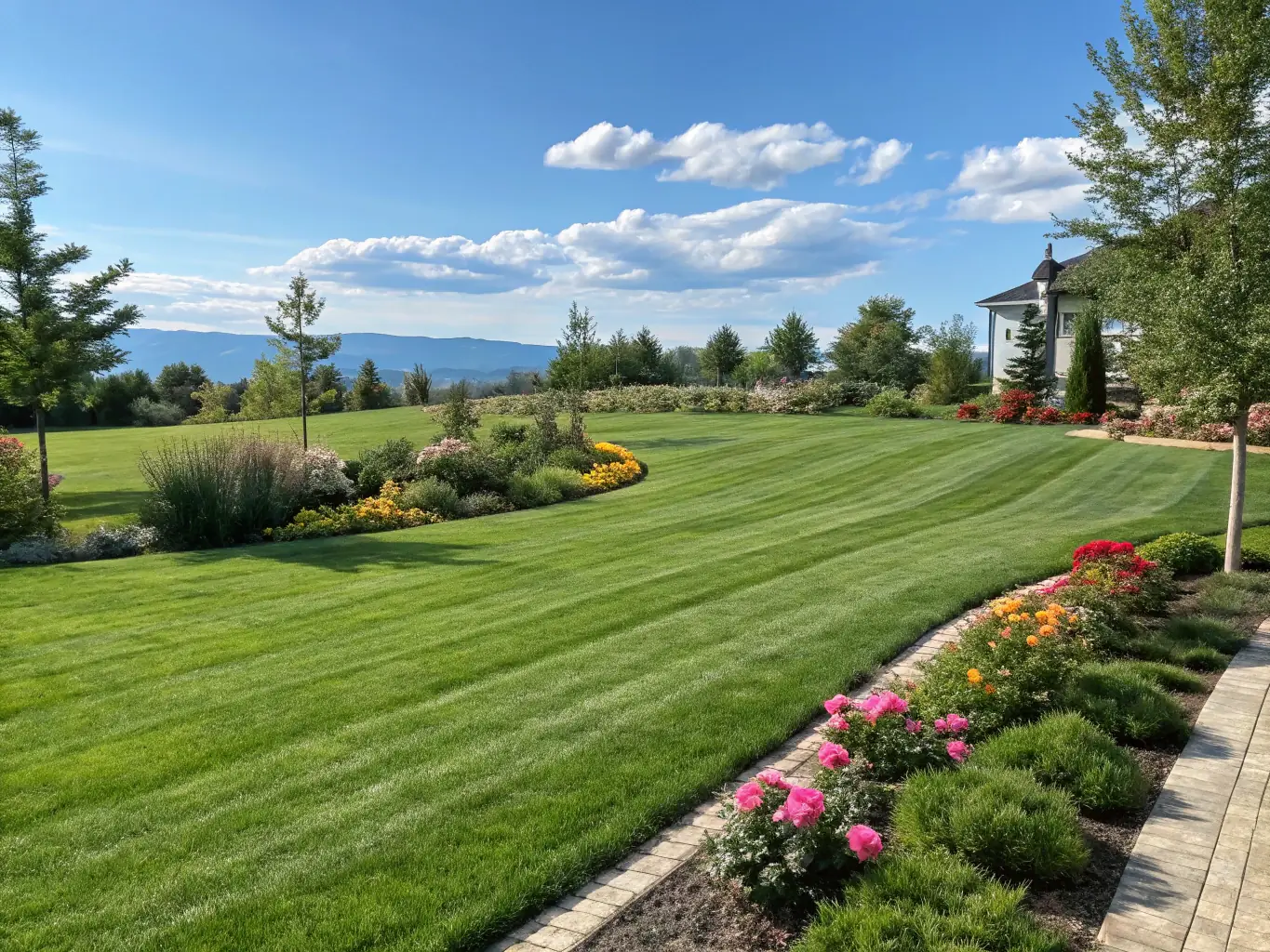 A perfectly striped lawn after being mowed by Lawn Mowing's professional service, showcasing the precision and care taken in every job.